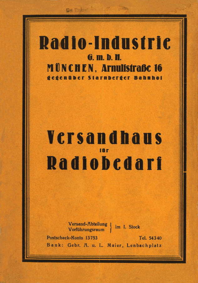 Titelblatt Katalog 1925